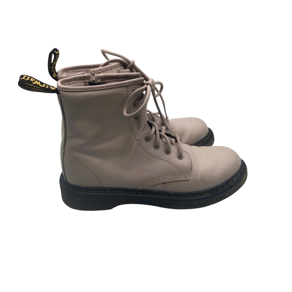 Dr Martens Boots Beige Leather‎ Side Zip Lace Up Fashion Ankle Boots Size 3 US
